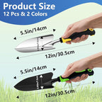 12 Pcs Garden Shovel, Aluminum Alloy Trowel Garden, Heavy Duty Small Shovels, Metal Hand Trowel, Hand Shovel with Ergonomic Handle, Gardening Tools for Digging Weeding Planting Transplanting