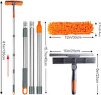 BITOPE 2 in 1 Squeegee for Window Cleaning Tool,Long Handle Window Cleaner Tool with Stainless Steel Extension Pole for Car,Shower, Glass Doors, Outdoor High Window
