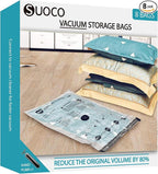 Vacuum Storage Bags, Compression Packing Space Saver Seal Bags for Clothing Bedding Comforters Blankets Pillows, 8 Combo