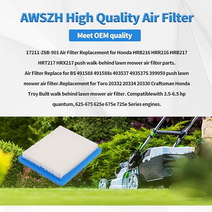 17211-Z8B-901 17211-zl8-023 Air Filter fit for Honda gc135 gcv135 gc160 gcv160 and gxv57 Engines Lawn Mower Air Cleaner 491588 399959 F220 tillers, Bomag BT60 (Blue 5 pack)