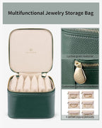 Vlando Jewelry Travel Case,Travel Jewelry Organizer with Clear Velvet Jewelry Bags 6Pcs Zipper Pouch for Women Girl Christmas Wedding Gift-Green