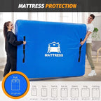 Mattress Bags for Moving, BETU Mattress Protector Waterproof Mattress Cover Full Size Storage Bags with 8 Heavy-Duty Handles and Zipper for Bed Extra Thick Large Reusable (2 Pack, 77"x57"x15" Blue)