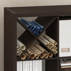 Furinno Cubicle X-Shelf Cube Organizer Insert (Does not fit IKEA Kallax Shelving), Black Dark Oak
