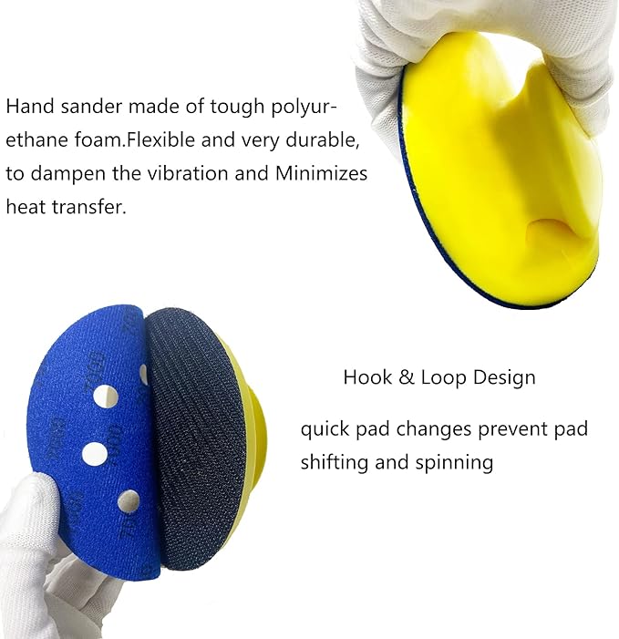 50pcs Sandpaper 8 Hole 5 inch Sanding Discs Hook and Loop 60/180/240/400/800/1200/2500/4000/7000/10000 Grits with Hand Sander for Automotive Metal Polishin