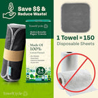 Reusable Paper Towels (24 Pack) - 100% Cotton Hand Towels for Kitchen - Zero Waste Cleaning Cloths - Washable Paper Towels - Reusable Napkins Paper Towel Alternative - Eco Friendly Gifts