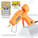 IZIO Hot glue gun and sticks set with 21 glue sticks (7/16")& storage pouch, ideal for bonding wood, fabric, plastic, diy projects, home repairs,handmade crafts，photo frames, diy fairy gardens,orange