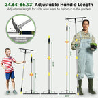 Heavy Duty Garden Rake for Leaves - 17 Tine Metal Head & Adjustable Stainless Steel Handle, 17" Wide 5.58FT Yard Rake for Shrub Leveling/Grass Care