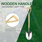 HARFINGTON Digging Shovel 33.5 x 6.7 Stainless Steel Round Spade Shovel with Wooden Handle for Camping Gardening Beach