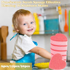 Heart Shaped Non-Scratch Scrub Sponge, Dual-Sided Cleaning Kitchen Sponge and Scrubber for Washing Dishes, Pots & Pans and Household Cleaning Supplies, 6 Scrubbing Sponges