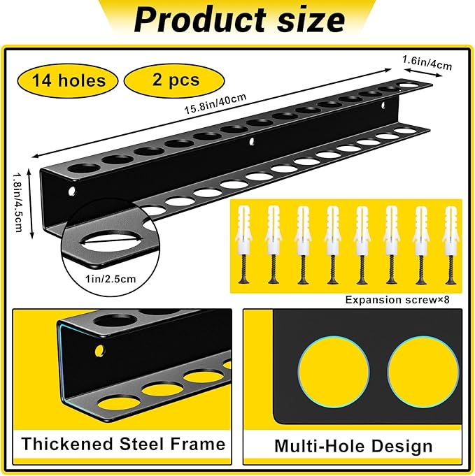 Screw Driver Holder Wall Mount,Screwdriver Organizer, Metal Plier Organizer Wall Mount, Screwdriver Garage Tool Storage Rack for Garage Workshop Workbench Edge Tool Chest Cart, 2 PCS