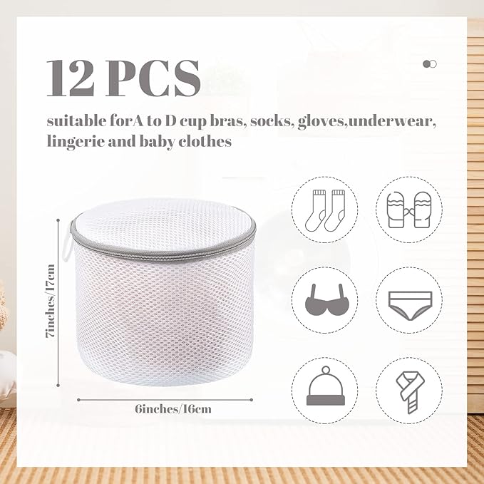 12 Pieces Honeycomb Mesh Laundry Bags for Delicates Underwear Bra Laundry Bags for Washing Machine Sock Laundry Mesh Bags for Delicates Garment Lingerie Wash Bag Net, 6 x 7 Inch (Gray)