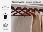 StorageWorks Wooden Hangers 30 Pack, Wood Coat Hangers for Closet, Heavy Duty Clothes Hangers for Suits, Shirts, Pants, Jackets, Dark Cherry Color
