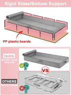 Low Profile Under Bed Storage Containers, 4" Tall Underbed Storage with Rigid Sidewalls & Bottom, Shallow Clothes Storage Organizer Bin with Lid for Couch Sofa Dorm, 2-Pack, 33.5 x 16 x 4 Inches Grey