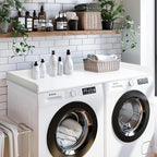 Gashell Washer Dryer Countertop, 27.5" x 54" Bamboo Washer and Dryer Countertop for Laundry Room Organization(White)