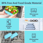 Collapsible Silicone Food Storage Containers with Lids, Collapsible Food Storage Containers, Camping Dishes,4 Pack Foldable Lunch Box for Leftovers, Meals, Snacks, Sky Blue