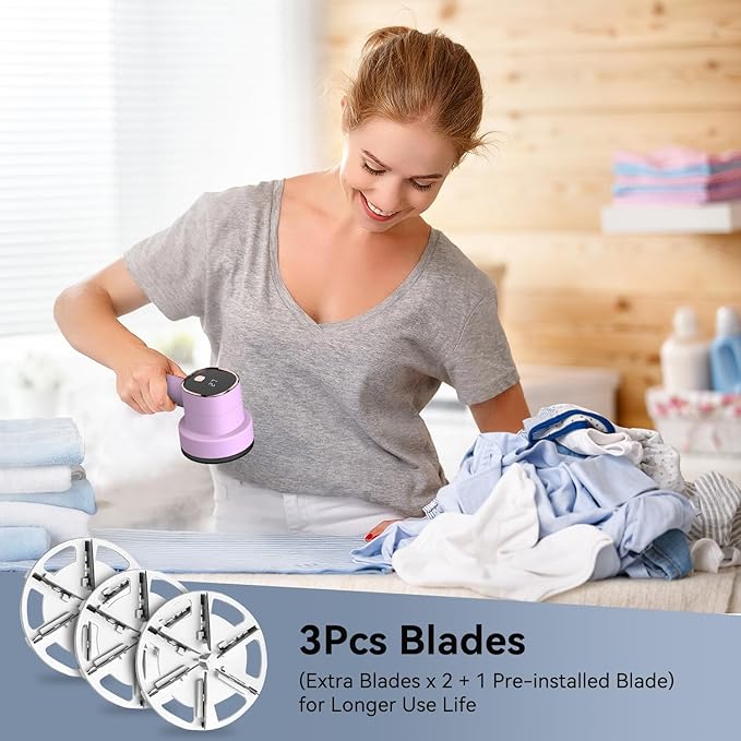 Fabric Shaver Lint Remover: Rechargeable Lint Shavers for Clothes with LED Display 3 Speeds and 6-Leaf Blades, Portable Electric Lint Shaver to Remove Fuzz Ball Pilling from Sweater Furniture