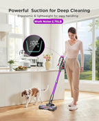 Cordless Stick Vacuum Cleaner - 550W Powerful Cordless Vacuum with HEPA Filter, Up to 50min Runtime & Tangle-Free Lightweight & Detachable Battery for Pet Hair Carpet Hardwood Floor Cleaning