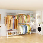 Golpart Coat Rack Clothes Wardrobe：Closet Organizer and Storage Clothing Garment Rack with Shelves Heavy Duty for Hanging Clothes Portable Adjustable White 15.8" Dx(70-88.5)" Wx76.5 H