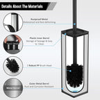 BGL Square Toilet Brush with Holder,Stainless Steel Rubber Painted Toilet Bowl Brush and Holder for Bathroom,2 Cleaner Brush Heads,Gold