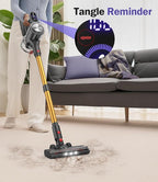 Cordless Vacuum Cleaner, 40Kpa Vacuum Cleaners for Home with LED Display, 45Mins Stick Vacuum Cordless Rechargeable, Wall-mounted Charging, Wireless Vacuum for Home Pet Hair, Carpet, Hardwood Floor
