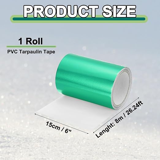 PATIKIL Awning Repair Tape 8m x 15cm Waterproof Canvas Tape High Adhesive Tear Repair Patch Kit for PVC Tarpaulin Tent Awning Fabric RV Sail Boat Cover, Green (6" x26.24ft)