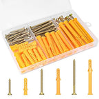 Aovchei Drywall Anchors Kit, 86pcs, 43 Plastic Drywall Anchors and 43 Philips Flat Head Screws, 3 Size #8 * 40#8 * 60#8 * 80, Wall Hanging Kit for Hanging Picture Frame, Shelf Brackets, Curtain Rod