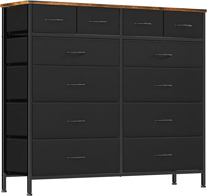 Dresser for Bedroom with 12 Drawers, Tall Fabric Drawer Dresser, Compact Chest of Drawers for Closet, Nursery, Bedside, Living Room, Laundry, Entryway, Hallway