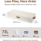 StorageWorks Large Underbed Storage with Lid, 2-Pack Under Bed Storage Containers for Clothes, Bedding, and Sweaters, Beige