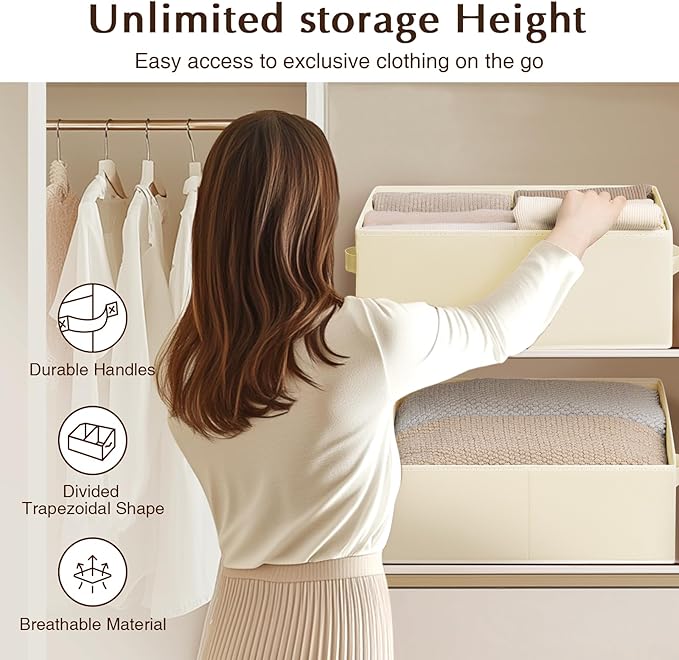 Storage Bins Cube Storage Organizer - 8 Pack Fabric Trapezoid Storage Cubes for Bins and Baskets for Shelves Collapsible Non-Separating Trapezoidal Flared Cube Organizer, Beige