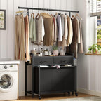 STIKELY Laundry Sorter Hamper with Hanging Cloth Rack, Laundry Basket with 3 Section Pull-Out Rolling Bags, Laundry Sorter for Organization and Storage with 2 Drawers for Laundry Room (Vinatge Brown)