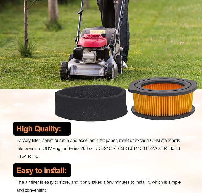 2PCS 951-10794 Air Filter Fit for 951-14262 751-10794 751-14262 for MTD Series 208 cc Troy-Bilt Premium OHV engine Yard Machine Outdoor Huskee Bolens Tillers Craftsman Lawn Mower with Pre-Filter