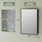 Buruis 20" x 28" Framed Medicine Cabinet with Mirror, Recessed or Wall Mounted Bathroom Cabinet, Adjustable Tempered Glass Shelves, Left/Right Open Reversible, No Assembly Required, Black