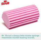 4 Pack Damp Dusting Sponge Duster, Pink Dust Cleaning Sponge, Reusable Household Cleaning Sponge Tool for Blinds, floorboards, Fan Blades, Vents, Glass, Railings, Mirrors