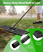 40x10 inch Lawn Leveling Rake, Upgraded Lawn Leveler Tool Heavy Duty Reinforced Connection, Garden Rake with Adjustable Long Handle, Ground Leveler for Yard Smoothing Soil Grass Dirt Sand