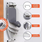 Xabitat Full Size Ironing Board 57" X 15" with Wall Mount Hanger, Full Metal Construction Iron Board, Built in Iron Caddy, Heat & Scorch Resistant Fabric, Cord Holder, Anti-Skid Feet, Heavy Duty