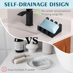Silicone Soap Dish with Drain, Upgrade Double Suction Cups at The Bottom for Anti-Slip and Stability, Soap Dish Shower Waterfall Bar Soap Holder Tray with Drain Soap Holder (1, Black)