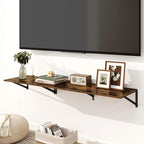 Fun Memories Floating Shelves for Wall, 12 Inch Deep Floating Shelves Set of 2, 16W x 12D Large Wall Shelf with Sturdy Metal Brackets for Living Room, Bathroom, Bedroom and Kitchen, Rustic Brown