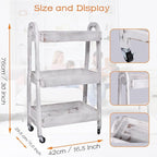 3-Tier Rolling Utility Cart with Lockable Wheels Storage Slim Storage Heavy Duty Cart Mobile Shelving Unit Craft Narrow Organizer for Bathroom Laundry Kitchen (Vintage White)