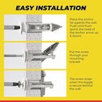 Heavy Duty Drywall Anchors and Screws Kit Including Toggle Anchors & Screws Durable Zinc Plastic Self Drilling Drywall Anchors for Hanging Pictures & More