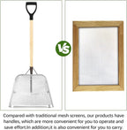 Leaking Soil Shovel Filter 0.24 Inch/ 6 mm Mesh 43.3''L Chicken Poop Scooper Stainless Steel Sieve Sifting Shovel with D Grip Wood Handle for Gardening Farm Chicken Coop Goat Stall