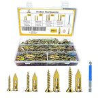 400pcs Self-Drywall Dilling Anchors Screws with 4 Different Expansion Sizes Screw Set, Zinc Plated Steel Dry Wall Screws no Drilling Required, Easy to Install