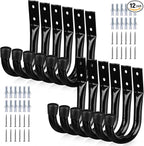 Heavy Duty Garage Storage Hooks, 12-piece Bike Hooks for Garage Wall, Utility Garage Hooks, Wall Mount J Hook for Hanging, Large Metal Storage Organizer Tool, Extension Cord Hanger
