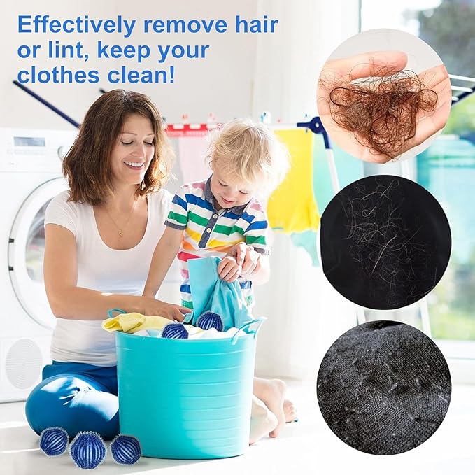 Pet Hair Remover for Laundry, 12Pcs Reusable Lint Remover Balls for Laundry Pet Hair Catcher, Soft Dog Hair Remover for Washing Machine