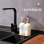 Glass Soap Dispenser Set with Tray, Contains Glass Hand Soap Dispenser and Glass Dish Soap Dispenser. Matte White soap Dispenser Suitable for The Kitchen Soap Dispenser, Rustic Kitchen Decor