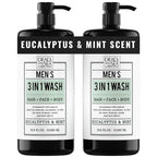 Dead Sea Collection Mens Body Wash 3 in 1 – Eucalyptus Body Wash for Men – Shower Gel – Shampoo – Shower Soap for Face and Hair – Pack of 2 Bottles (33.8 Fl. Oz. Each)