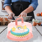 Amosfun 9.84 Inch Portable Cake Carrier with Handle Buckle Seal Round Cake Box Container Lightweight Cupcake Holder Tray for Dessert Transport