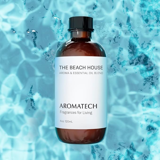 AromaTech The Beach House Aroma Essential Oil Blend: Luxury Hotel Inspired Aromatherapy with Bergamot, Coconut Milk & Sandalwood for Ultrasonic Diffusers & Nebulizers - 0.3 fl oz, 10 mL