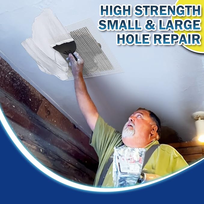 Seloom Drywall Repair Kit Upgraded Size, 2/4/6/8/10 Inch Drywall Patch Kit Large Hole, Self Adhesive Fiberglass Mesh Wall Patch Quick Repair for Damaged Drywall Ceiling