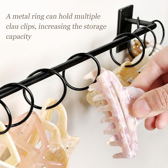 SNOWSTAR Metal Claw Clip Organizer Holder, Hair Clip Holder and Storage for Women and Girl,Claw Clips Hanger Display Hair Accessories for Wall Door Closet, Black (1PCS)