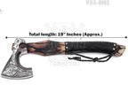 SHINY CRAFTS-Viking Axe Bearded Axe Tomahawk Birthday Gifts-Valhalla Axe, Carbon Steel Viking Axe Head, Engraved Handle, Wolf Camp Axe, Genuine Leather Sheath & Wrap (VBA 03)